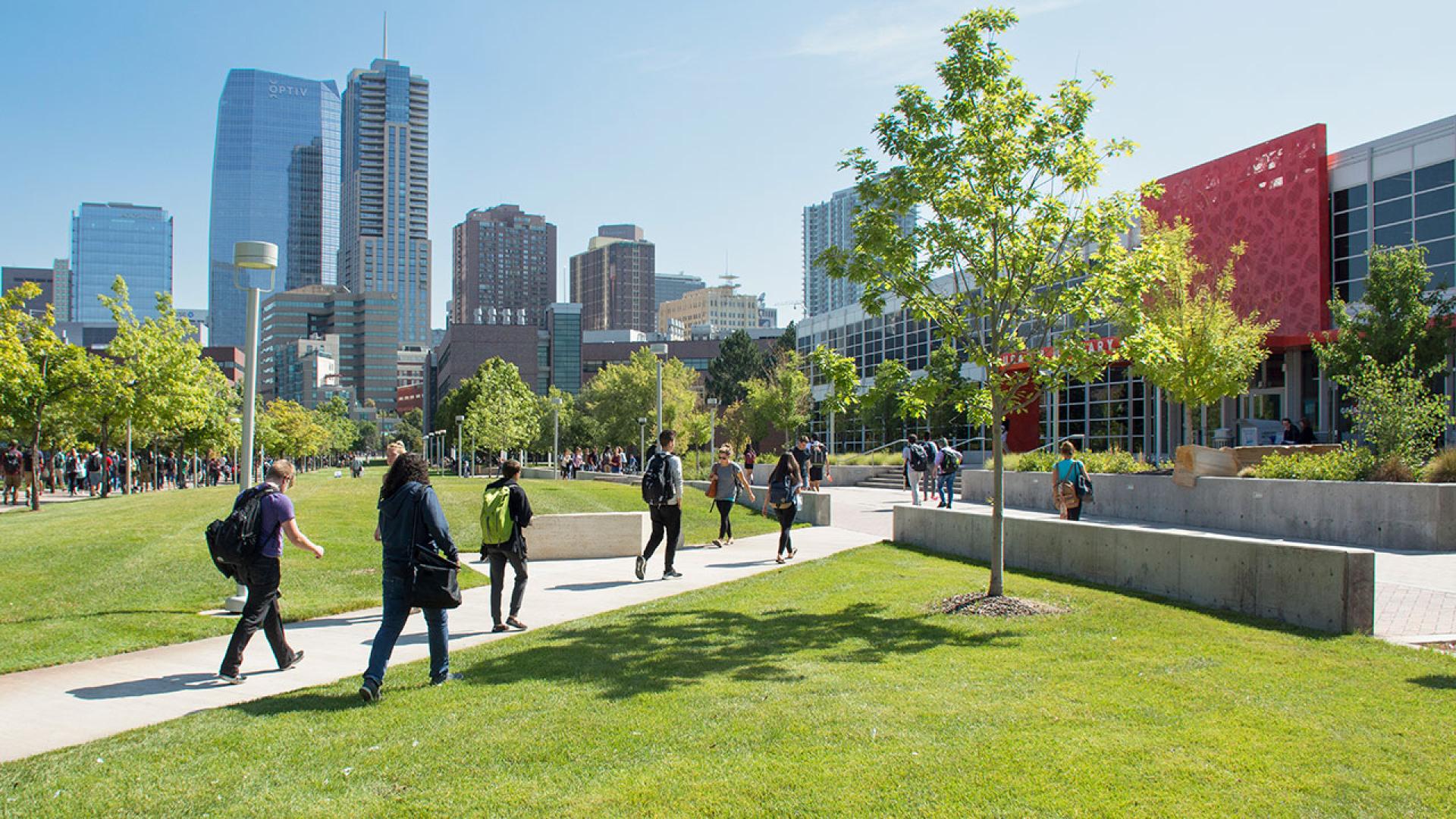 Students walking on campus